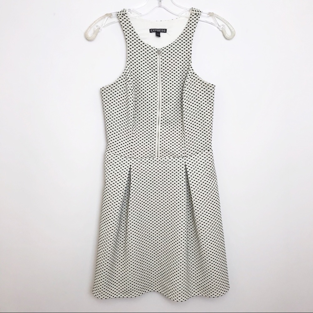 EXPRESS | Racerback Front Zip Pockets Dot Dress 2